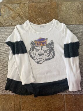 Etro White Long-Sleeve Thermal Top with Black Accents